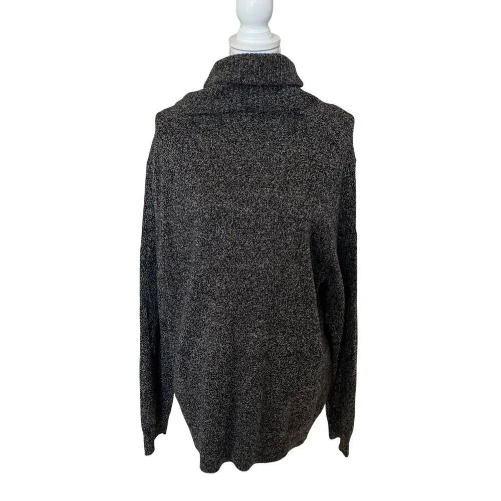J. Crew Sweater Men's Size XL Brown Marled Shawl Collar Button Lambs Wool Blend